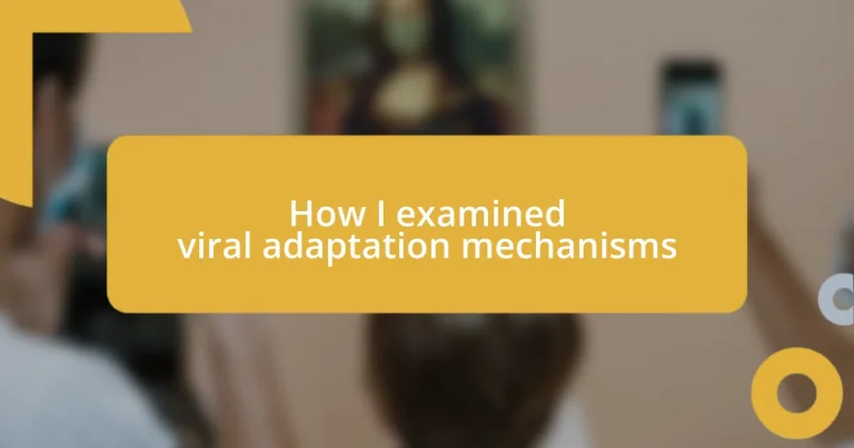 How I examined viral adaptation mechanisms