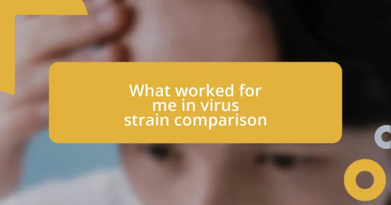 What worked for me in virus strain comparison